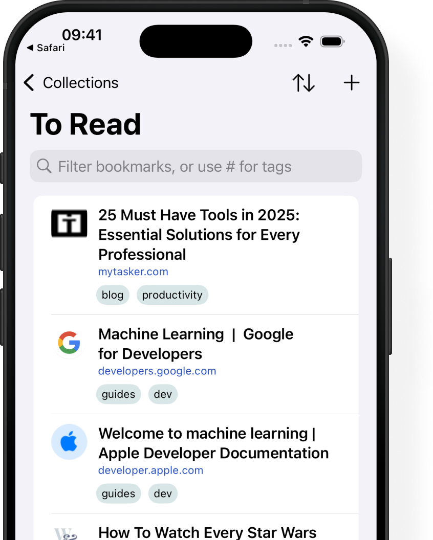 Organize with tags and collections